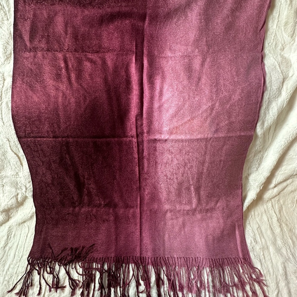 Pashmina Cashmere Woven Solid Purple Scarf with Fringe 32x66 double length